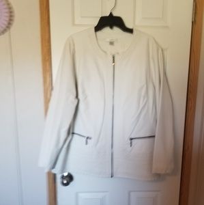 CJ Banks white faux leather jacket 2X